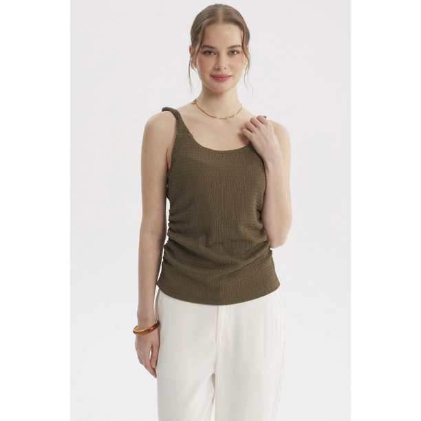 Polera Mujer Tirante Trenzado Verde Olivo