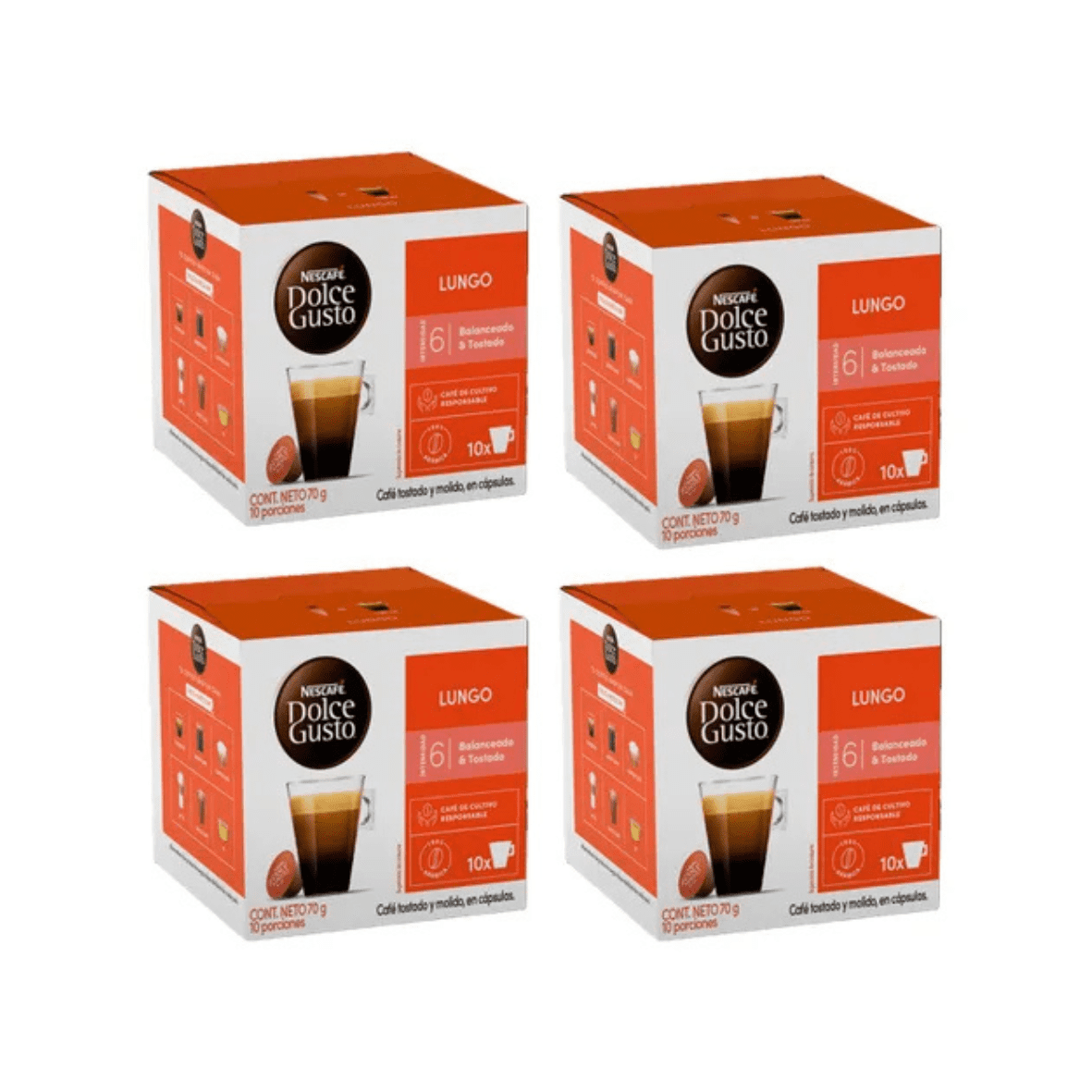 Pack 4 Cajas Café Dolce Gusto Lungo 10 Cápsulas