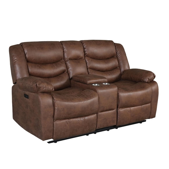 Sofá Reclinable 2 Cuerpos Con Consola Domingo Café