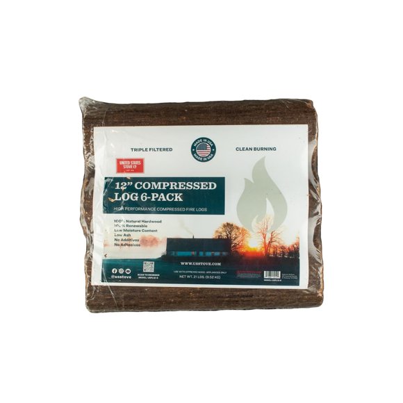 Leña comprimida de 12 pulgadas, paquete de 6 unidades de U.S. Stove Company