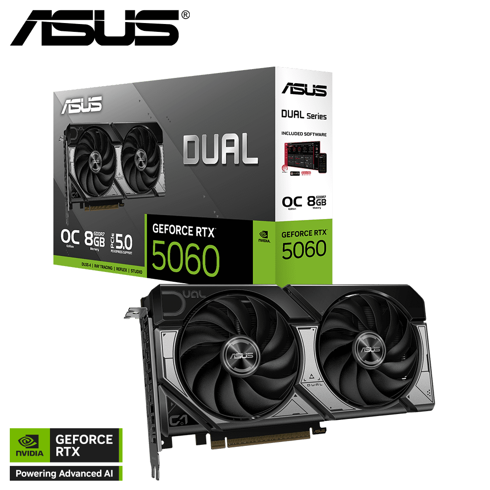 Asus - Tarjeta De Video Dual Nvidia Geforce Rtx 5060 Oc Edition, 8gb Gddr7, 128-bit, Pci-e 5.0