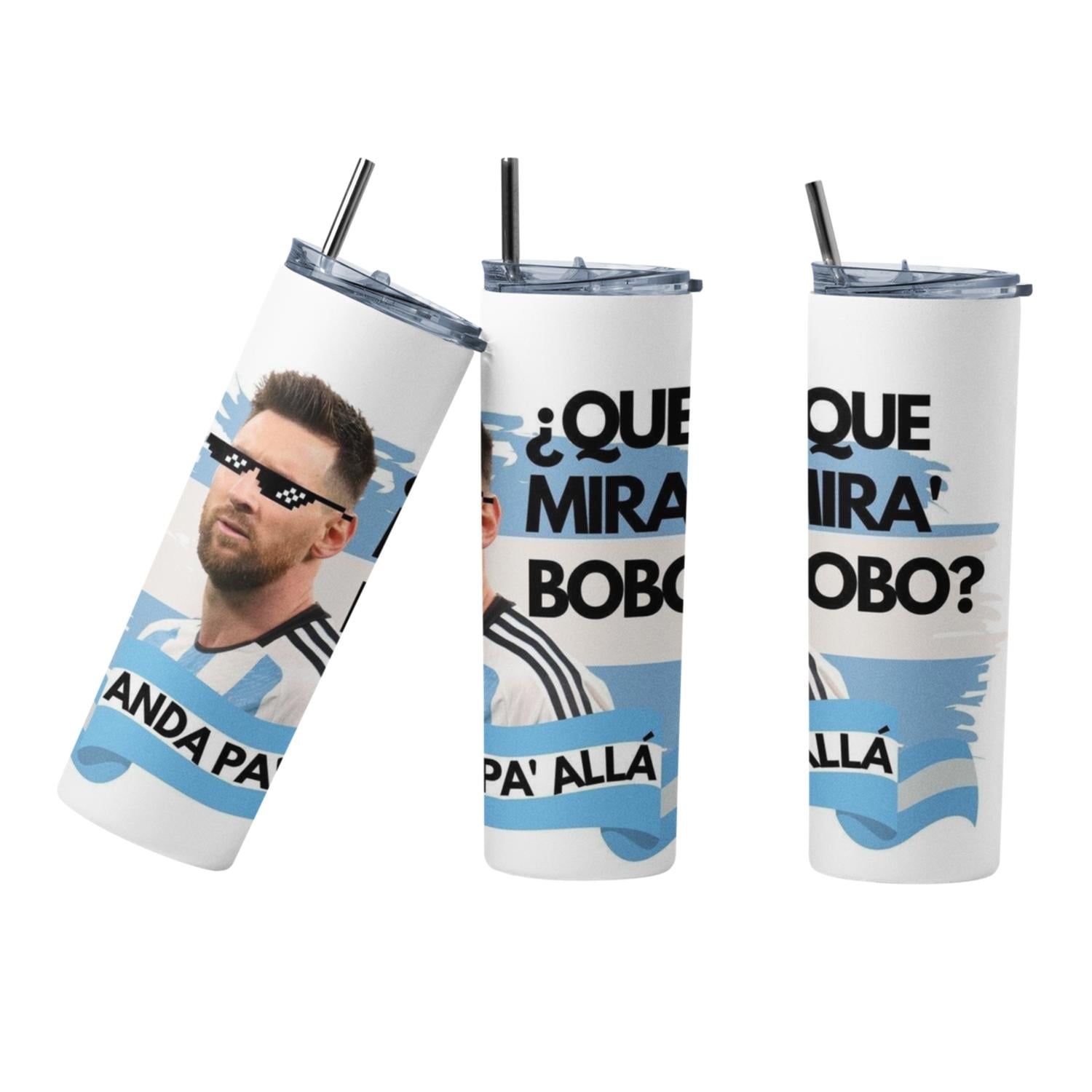 Sm - Termo Botella Terminca Que Mira Bobo Messi Argentina Blanco 10