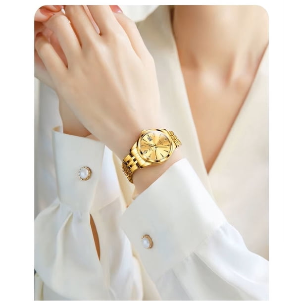 Reloj de Pulsera Dorado para Mujer Movimiento Japonés para uso diario