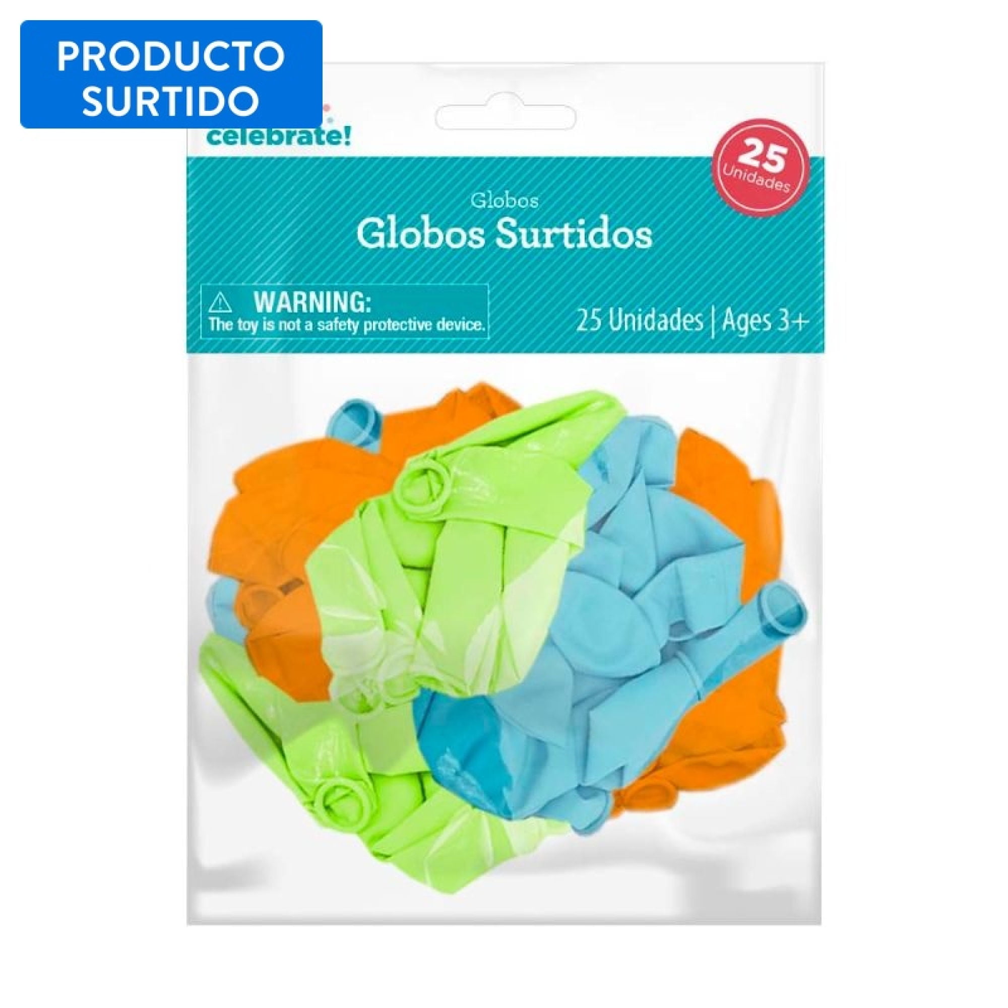 Set 25 Globos Surtidos (celeste-verde Lima-naranja) Way to celebrate