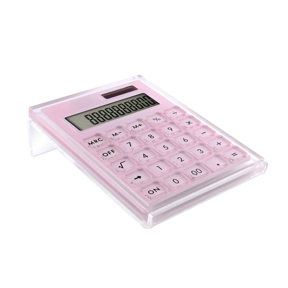 Calculadora EXPUTRAN Pantalla LCD acrílica de 12 dígitos rosa