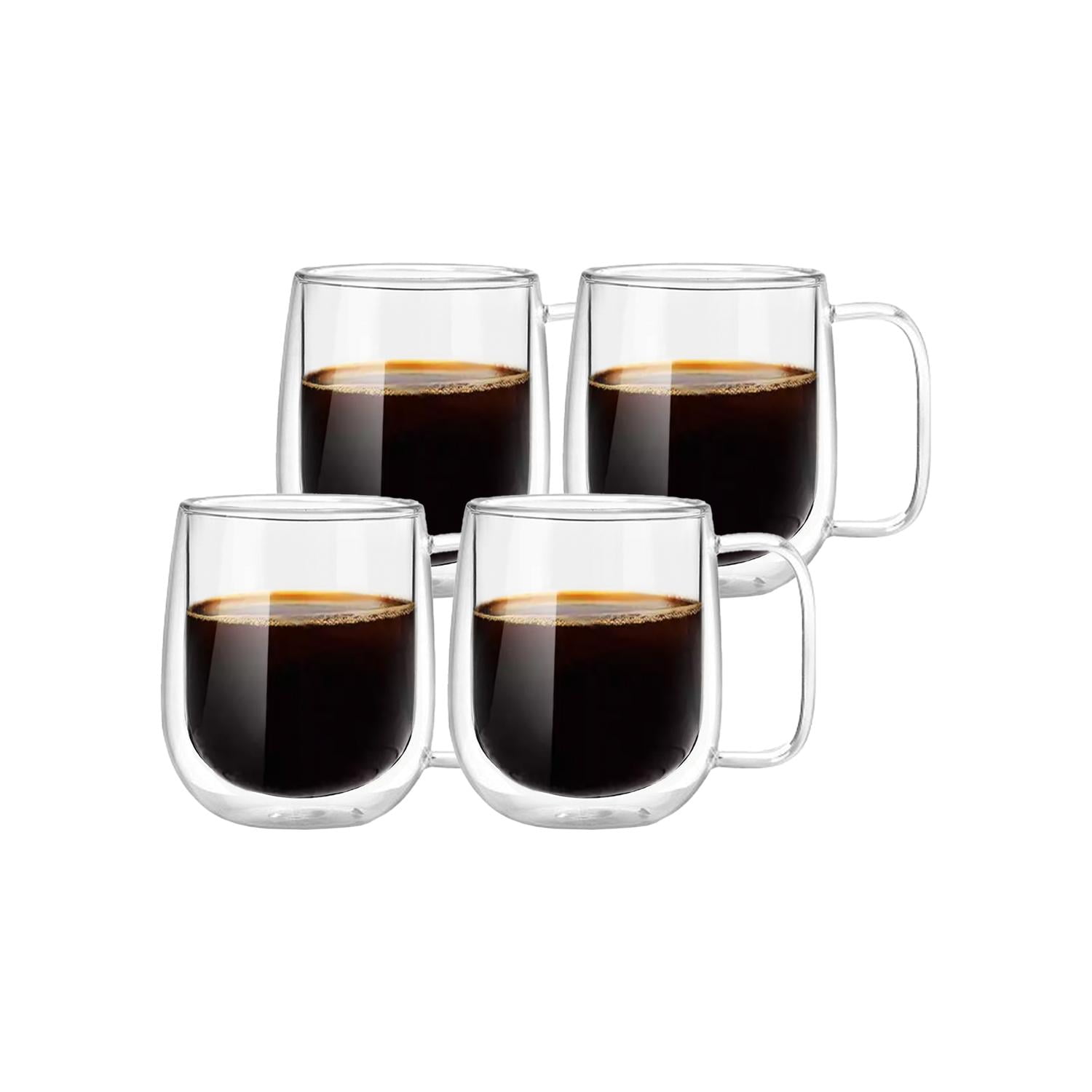 Set 4 Tazas Mug De Vidrio Doble Pared 300 Ml Simplit Agua