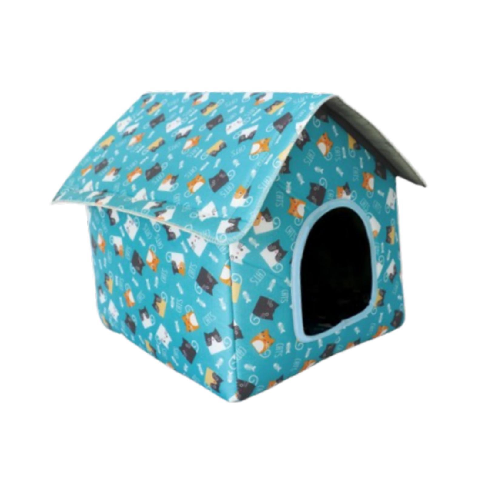 Magideal - Refugio Para Gatos Callejeros Al Aire Libre, Cama Lavable, Resistente A La Intemperie, Extraíble, Impermeable, Nidos Plegables Para Mascotas Para Las Cuatro Estaciones, Casa Para Gatos Al Azul