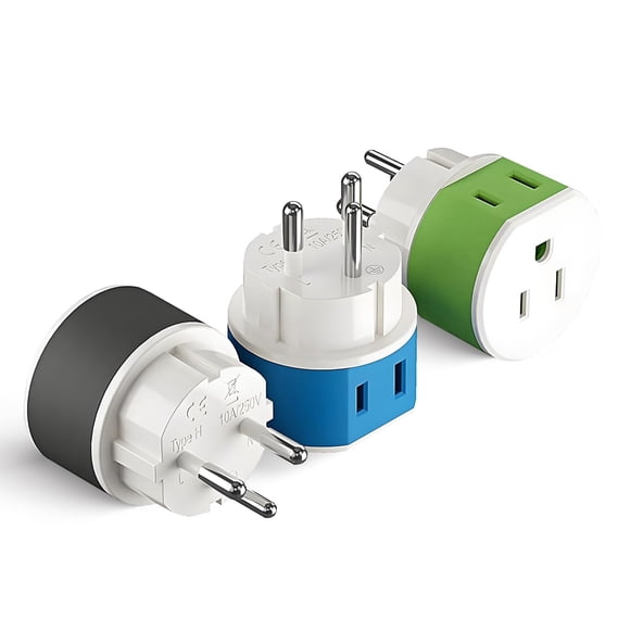 Adaptador de enchufe de alimentación OREI Israel, Palestina tipo H (US-14), paquete de 3
