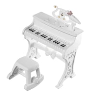 Magideal - Piano De Teclado Multifuncional Para Niños, Práctico Con Micrófono, Juguete Eléctrico Musical Jugable De 37 Teclas Para Regalo De Cumpleaños, Niñas Blanco