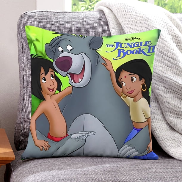 El Libro de la Selva Fundas de almohada de terciopelo con tema, regalos de funda de almohada, decoración para el hogar, cojín de lanzar, regalo de cumpleaños para fans y parejas. 45cm x 45cm.