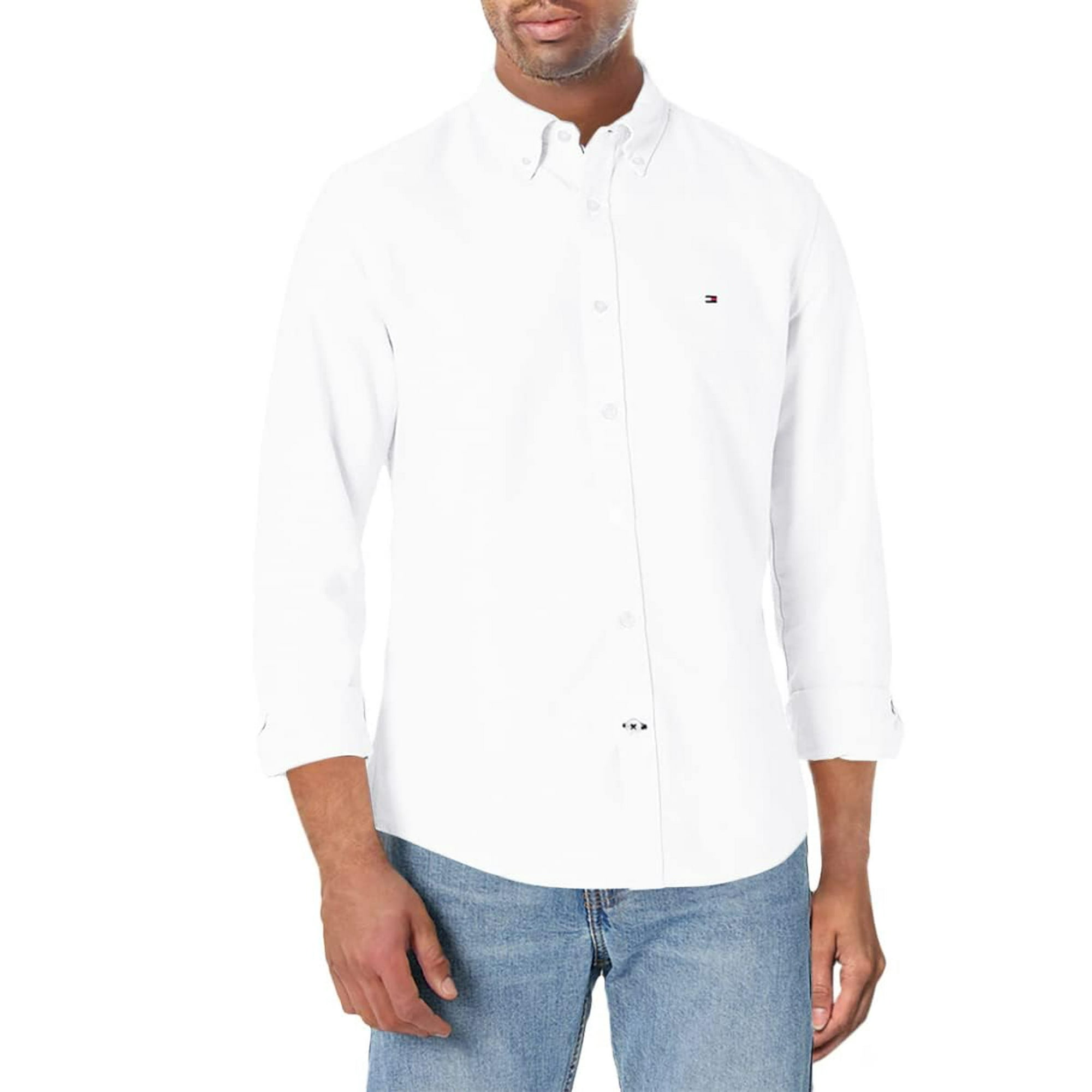 Camisa Tommy Hilfiger Oxford Custom Fit Para Hombre - Blanco
