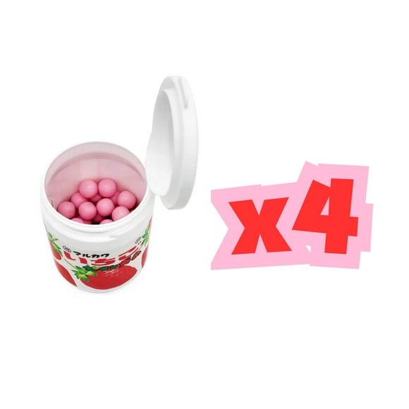 Pack 4 Botellas Chicle Mármol Fresa Marukawa 130 Gr