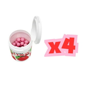 Kenko Foods - Pack 4 Botellas Chicle Mármol Fresa Marukawa 130 Gr Rojo