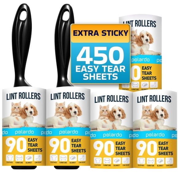 Eliminador de pelo para mascotas Lint Rollers Polardo Sticky, 5 rulos grandes