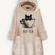 thumbnail image 1 of Cat Print Big Pocket Hoodie, Casual Long Sleeve Fleece Hoodies Sweatshirt, Women's Clothing, 1 of 3
