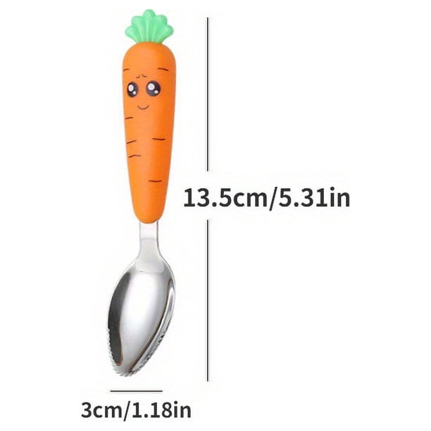 1pc/3pcs Carrots Design Utensil Set Kids Dinnerware Stainless Steel Spoon Fork Flatware With Box Baby Feeding Kitchen Tableware Supplies