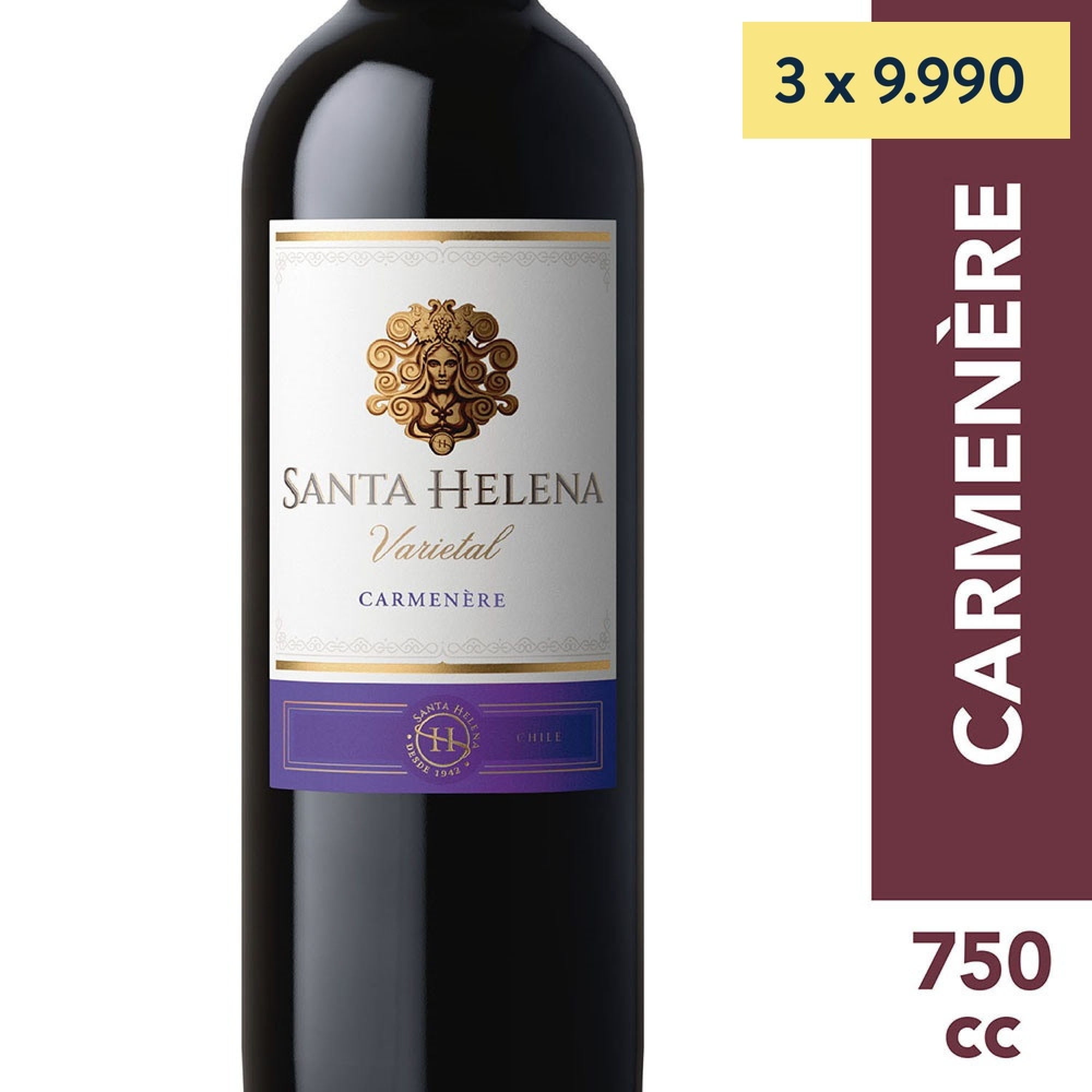 Vino Tinto Carmenere Varietal 12.5° Botella 750 cc Santa Helena