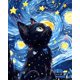 thumbnail image 1 of Kit de Pintura por Números Yunnuo 40x50 cm Gato Noche Estrellada, 1 of 8