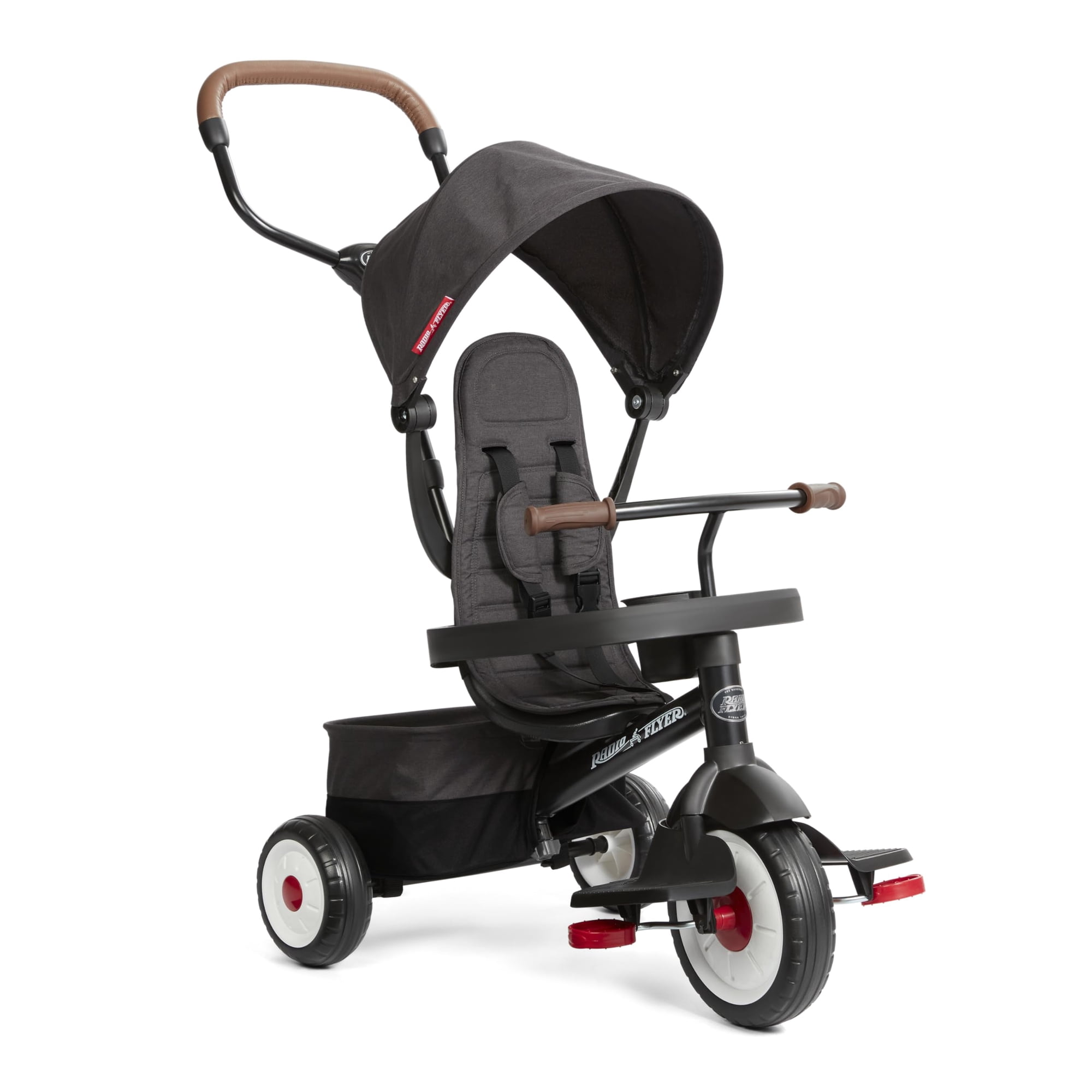 Triciclo Premium Radio Flyer Stroll 'n Trike Negro Para Bebés De 1 A 5 Años