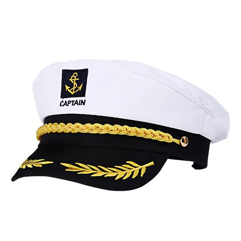 Gorra De Marinero Ajustable Captain'S Hat Luoem, Blanca
