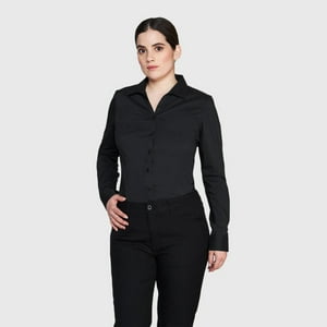 Jayson - Blusa Trevira Cuello V M/L Negro L