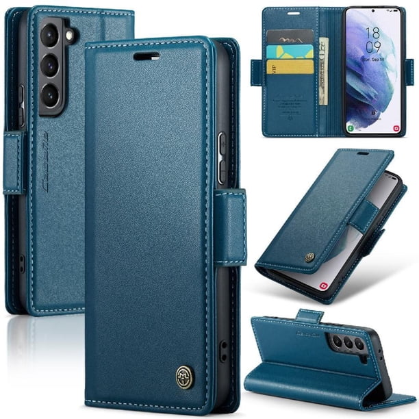 CaseMe tipo cartera Samsung Galaxy S21 con cierre magnético, RFID, tarjetero, soporte, carga inalámbrica