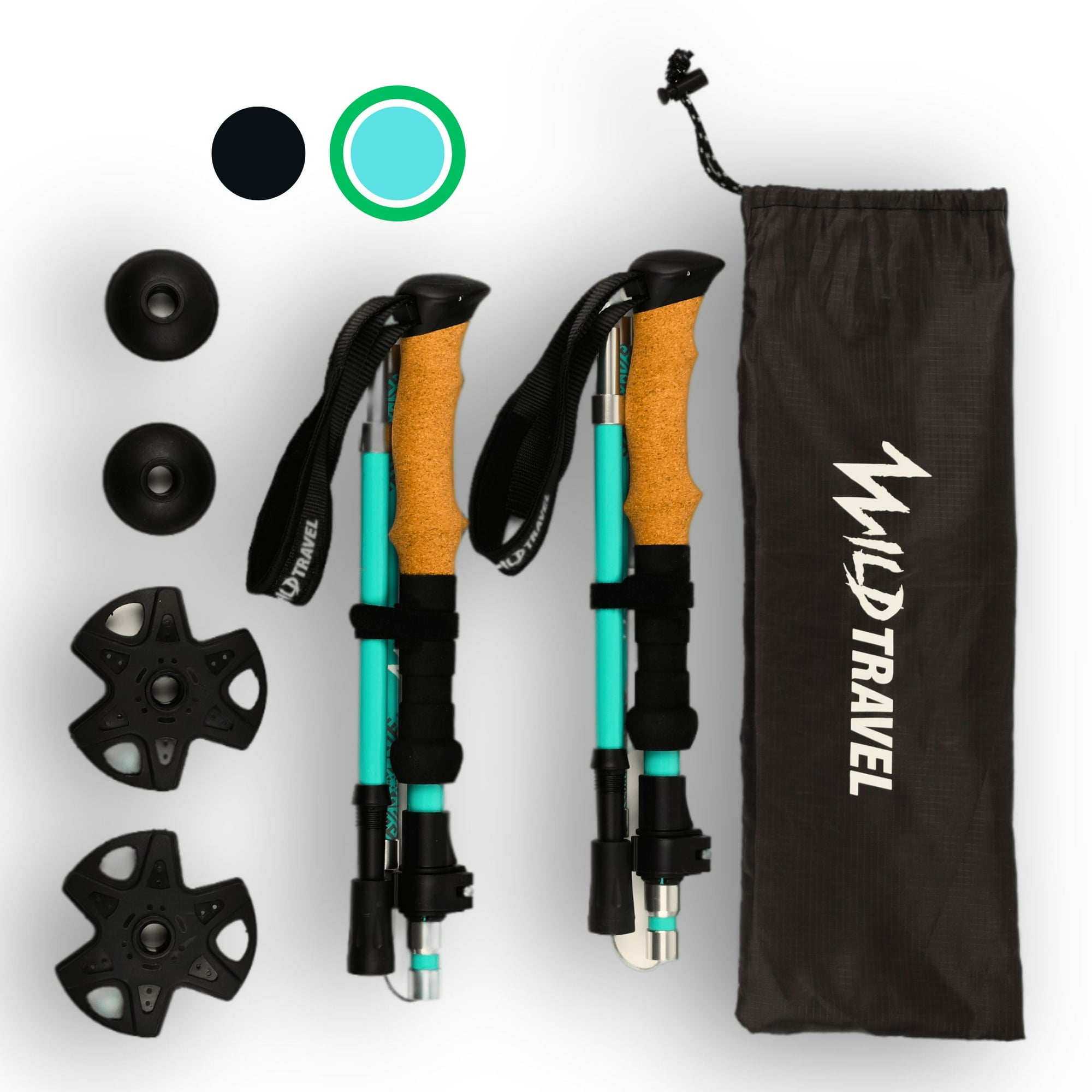 Wild Travel - Bastones De Trekking 2 Unidades Par Plegable Celeste