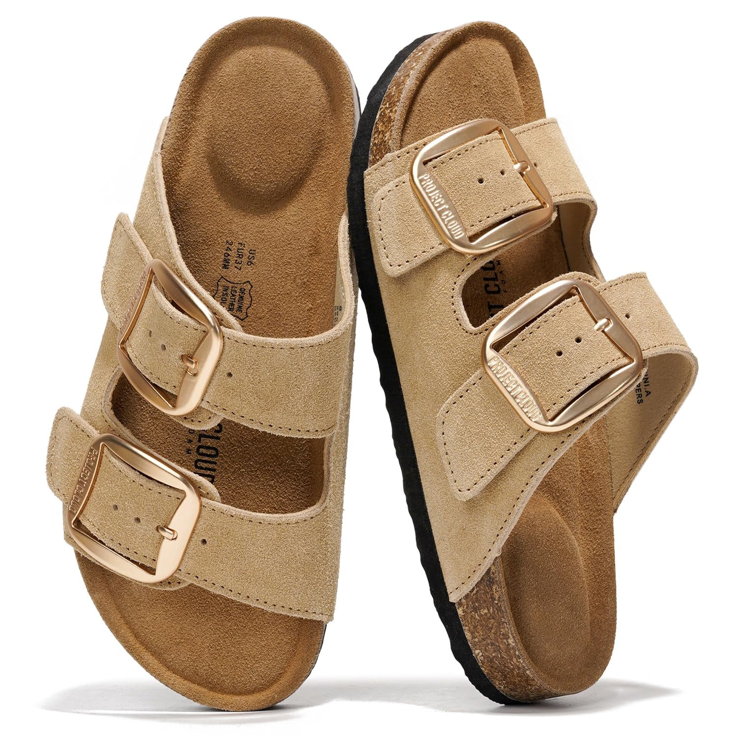 Sandalias Project Cloud Santorini De Cuero Genuino Con Memory Foam