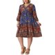 thumbnail image 2 of Agnes Orinda Vestido de Verano Talla Grande para Mujeres Escuela Universidad Casual Bohemio Floral Cuello en V Manga 3/4 Midi Corto Vestido de Playa 4X Rojo Azul, 2 of 6