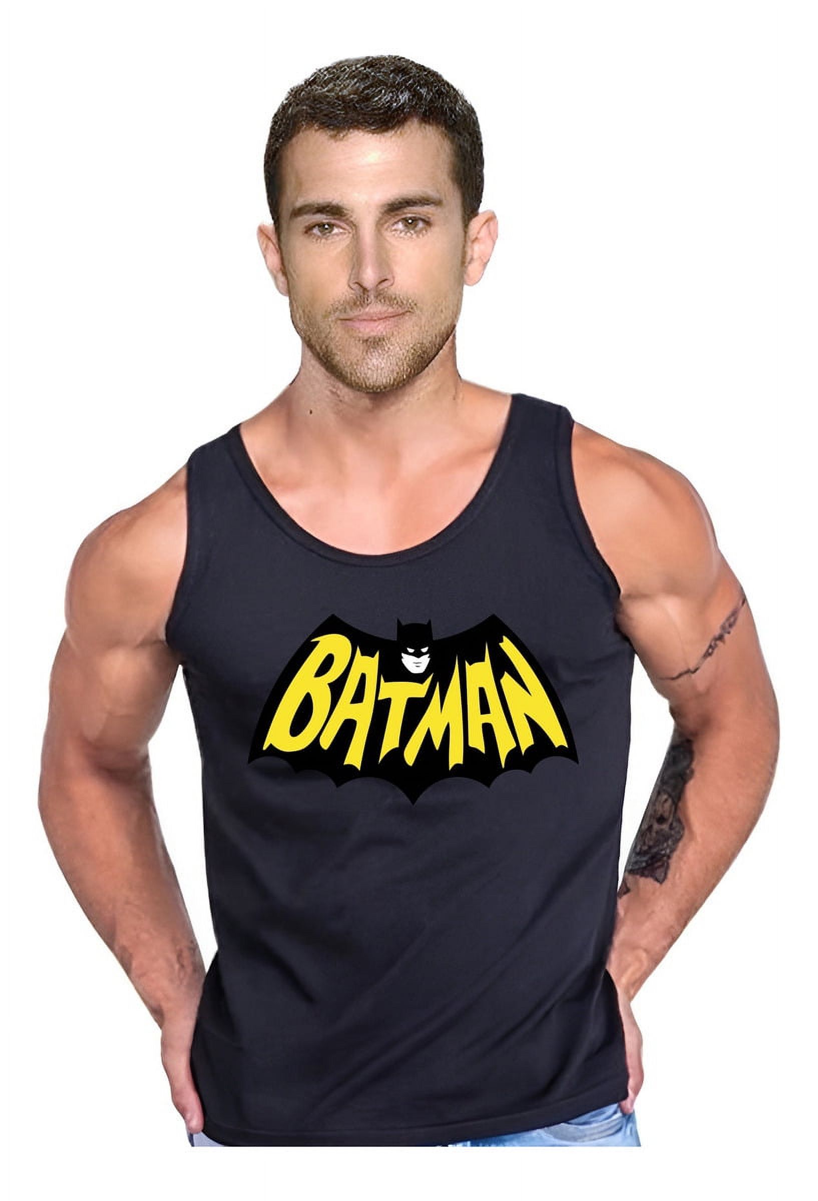 Persodesign - Polera Musculosa Batman Retro Superheroe Tank Gym Talla S Negro Hombre
