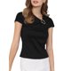 thumbnail image 4 of INSPIRE CHIC Blusa de Cuello Asimétrico para Mujer con Manga Corta y Hebilla de Metal M Negro, 4 of 5