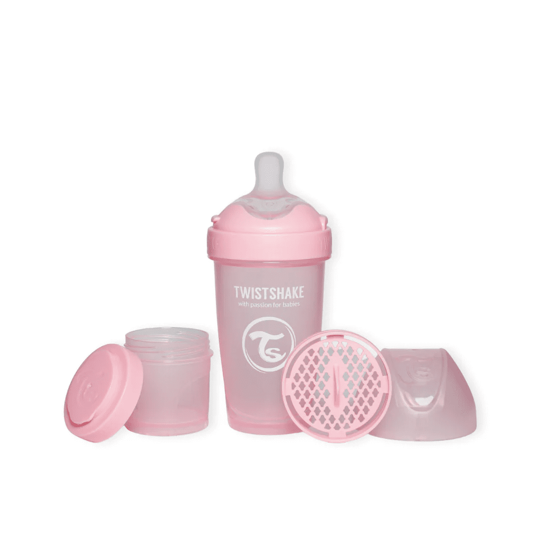 Mamadera Twistshake Double Pro 260ml - Rosado Pastel
