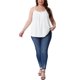 thumbnail image 2 of CURVY GLAM Camiseta sin mangas con tirantes ajustables y pliegues básicos elegantes para mujer de talla grande para la escuela o universidad 2X Blanco, 2 of 6