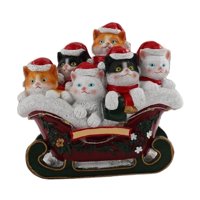 Bothyi - Figura En Miniatura De Gato Navideño Iluminado, Preciosa Figura Hecha A Mano Para Estanterías, 15,5 X 8,5 X 14,5 Cm