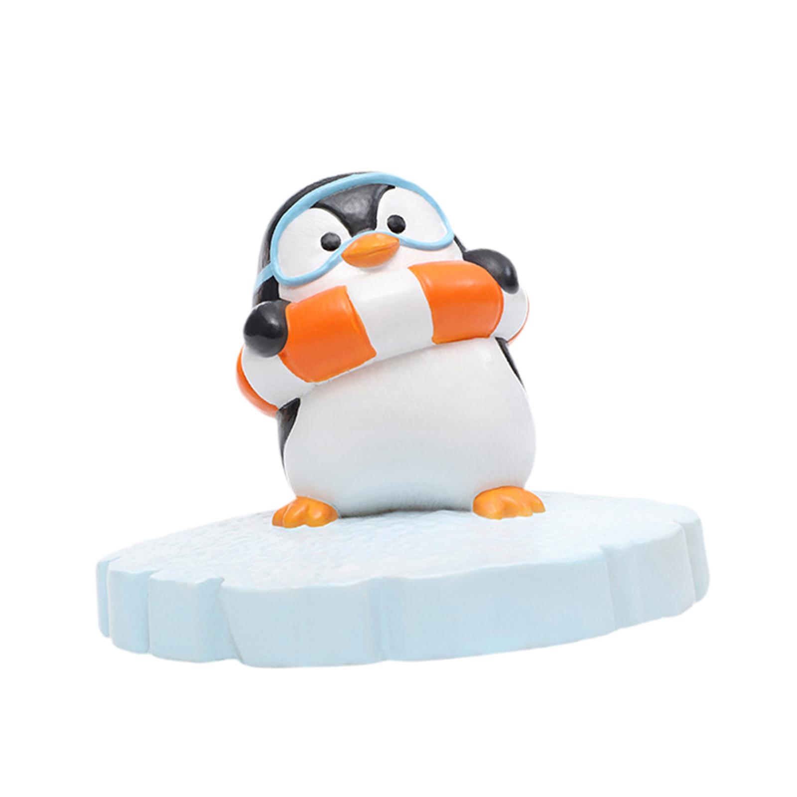 Magideal - Figura De Pingüino De Resina, Escultura Artística Artesanal, Estatua De Pingüino En Miniatura Para Jardín, Decoración De Estanque Para Balcón, Piscina Anillo De Natación