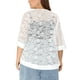 thumbnail image 3 of Agnes Orinda Cárdigan de Talla Grande para Mujer con Encaje de Crochet, Mangas 3/4, Ligero, Transparente, Cubierta de Verano 4X Blanco, 3 of 6
