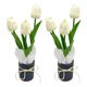 thumbnail image 3 of Flores De Tulipanes Artificiales En Maceta Decoración De Ramo De Bricolaje Blanco Leche, 3 of 5