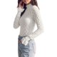thumbnail image 3 of INSPIRE CHIC Blusa de Mujer Cuello Simulado Mangas con Puños Volante Adorno Malla Transparente Jersey Camisa Primavera Otoño Ver a Través de Encaje Floral Tops XX Grande Blanco, 3 of 6