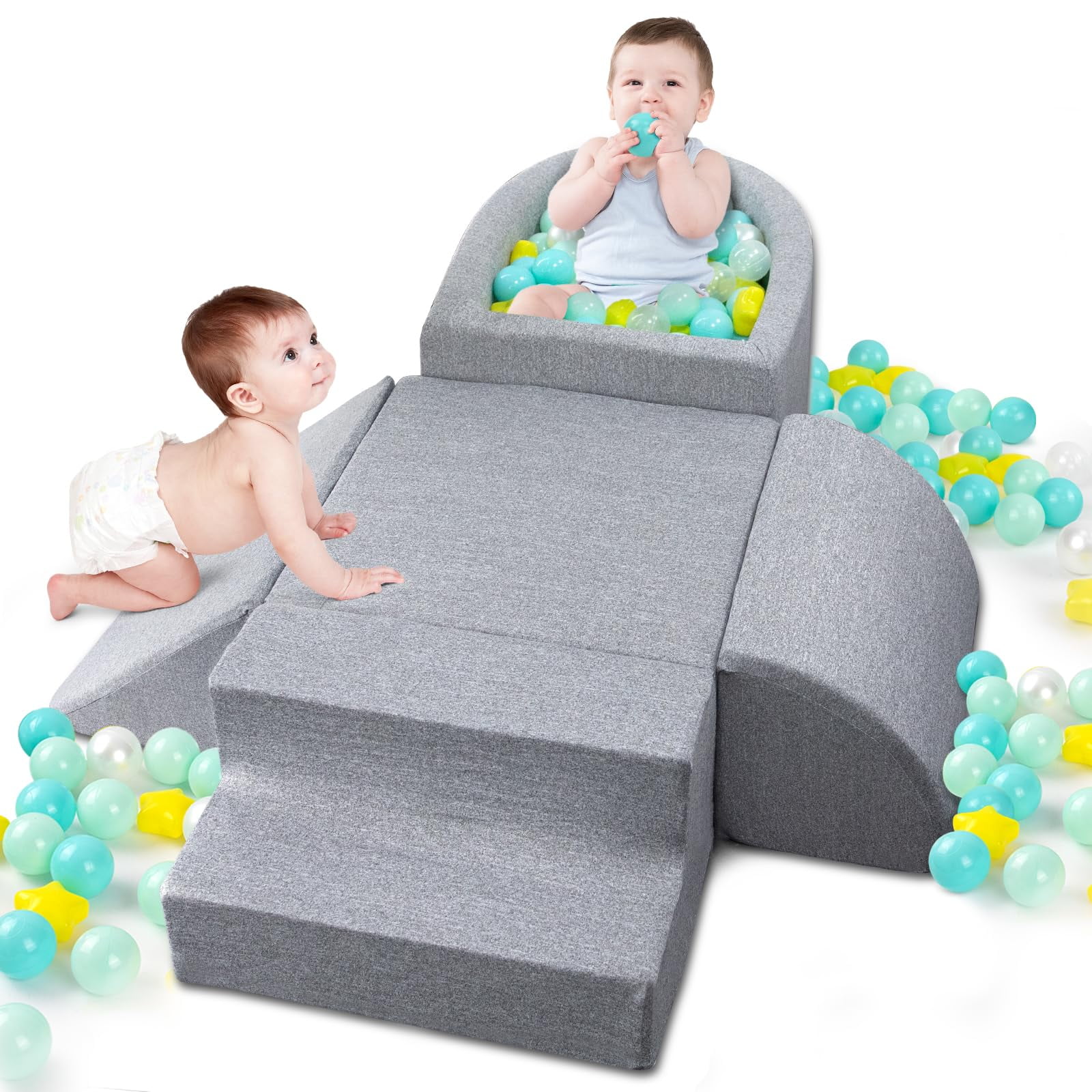 Bloques De Escalada De Espuma Blanda Auksay Para Niños Pequeños Con Piscina De Bolas