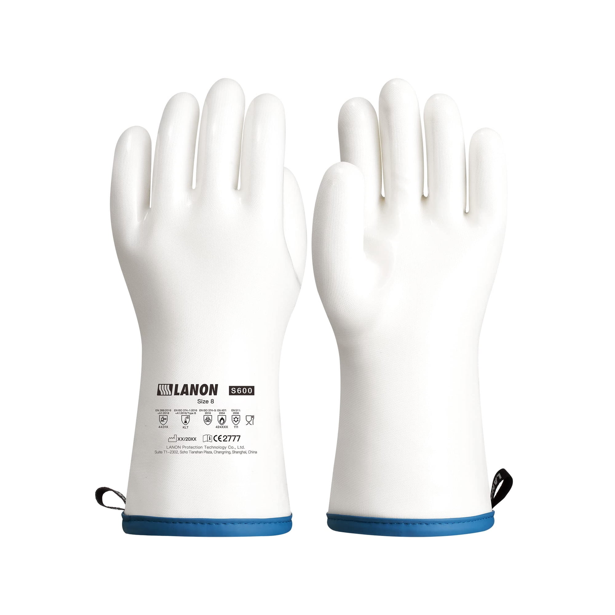 Lanon Protection - Guantes De Horno Lanon De Silicona Líquida Resistentes Al Calor, Blancos, L
