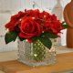 thumbnail image 3 of Centro de mesa de rosas de seda artificial con luz LED y jarrón, 3 of 8
