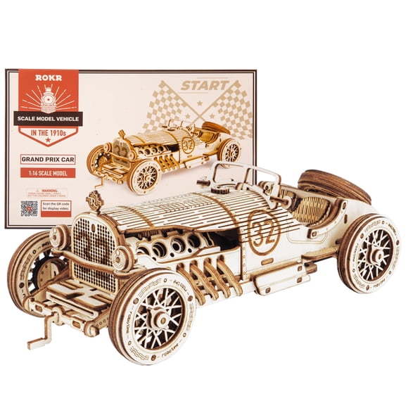 Puzzle de madera ROKR Mechanical Car Model DIY 3D Grand Prix