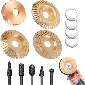 Genérico - Juego Tallar Madera+Escofinas Para Amoladora Angular 7/8,5/8 Dorado