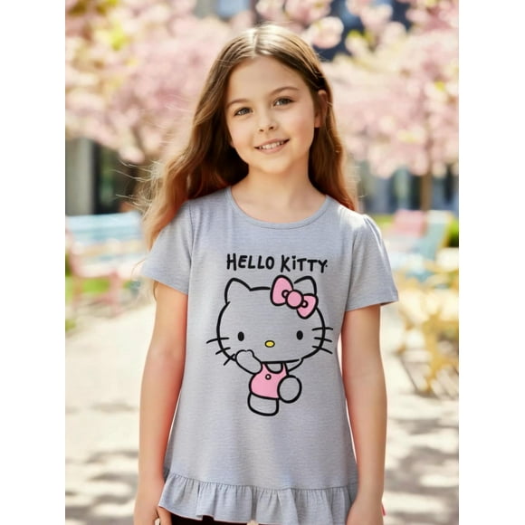 Polera Niña Hello Kitty gris 8