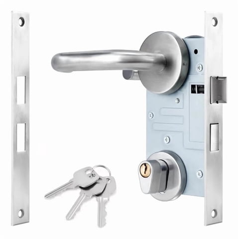 Genérica - Cerradura Embutida De Puerta Contra Incendios Dormitoriobaño Plateado