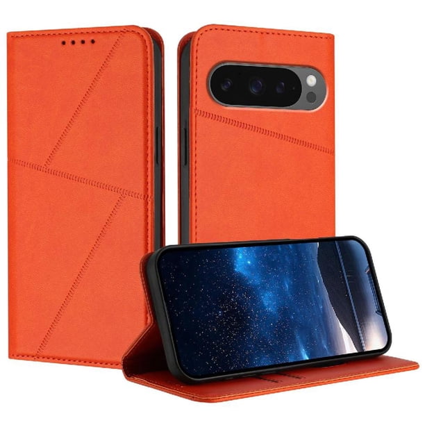Funda Cartera Magnética para Google Pixel 10 Pro XL Protección Antichoque con Ranuras Naranja