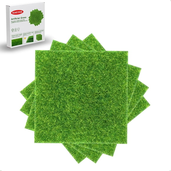 Decoración de pasto artificial KAEZDD, 4 piezas de 15 x 15 cm para manualidades
