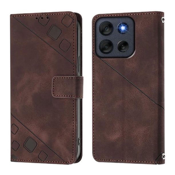 Funda Cartera para Motorola Moto G56 con Soporte y Ranuras, Resistente a Golpes y Rayones Marrón
