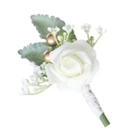 Bothyi - Hombres Pe Rosa Flores Boutonniere Ramilletes De Boda Para Dama De Honor Prom Blanco