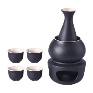 Magideal - Juego De Sake De Cerámica Con Calentador, Botella De Sake Tradicional, Tazón Calentador, Cerámica De , Regalo De Bebida De Sake, Fiesta De Té